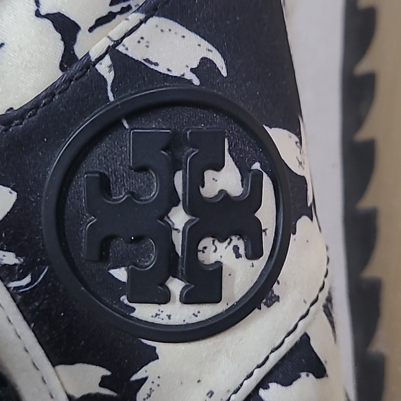 Tory Burch Orchard Combo/Black Sawtooth Leather Sneakers Ribbon Laces 8.5 VGUC - Picture 6 of 11